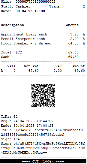 Receipt with QR