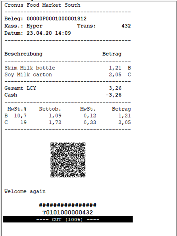 Receipt with QR