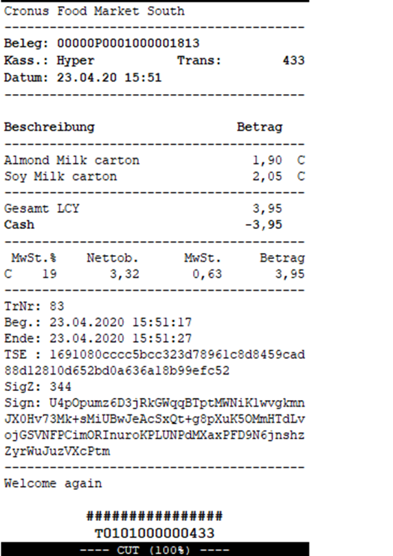 Receipt without QR